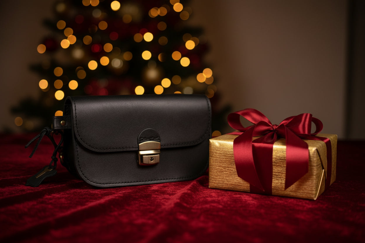 Natural Leather Saddle Bag Mini - Black