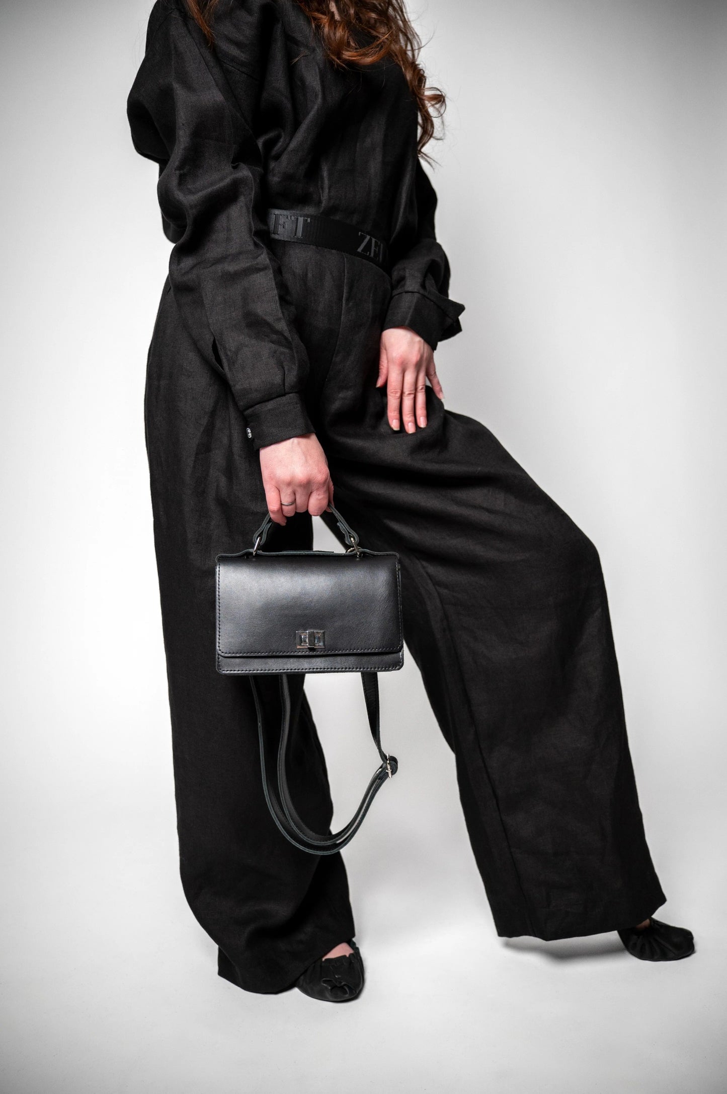 Small Briefcase Handbag - Black