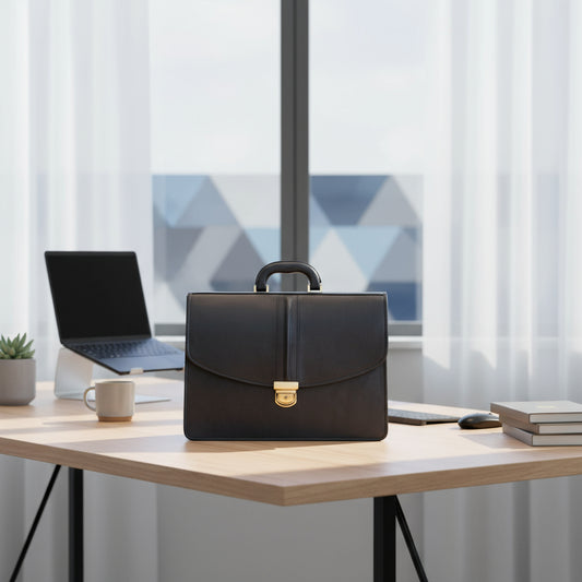 Leather Briefcase No. 99 - Black