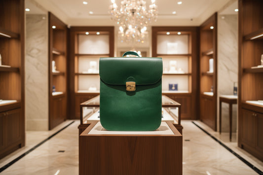 Natural Leather Saddle Backpack - Green